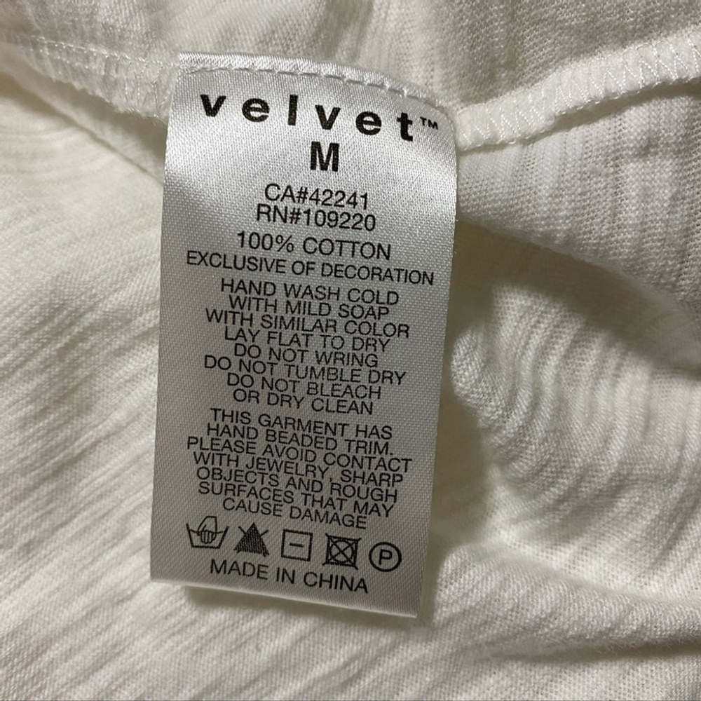 Velvet sleeveless boho tank top beads white size Medium - Picture 6 of 7